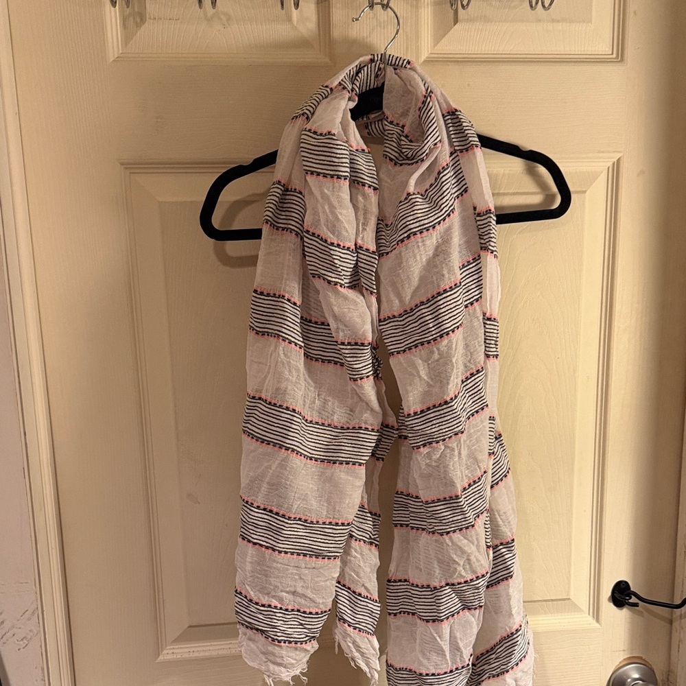Striped Scarf with Red and Black Accents